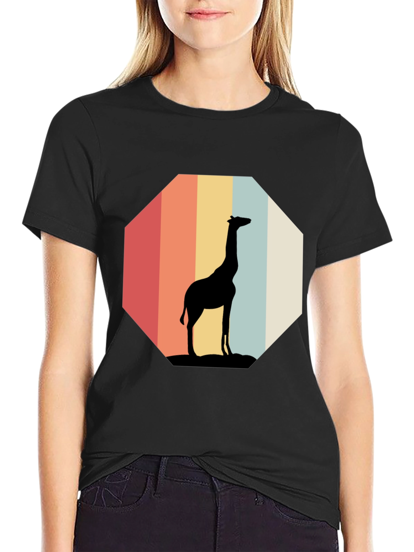 Giraffe Silhouette Retro T-Shirt