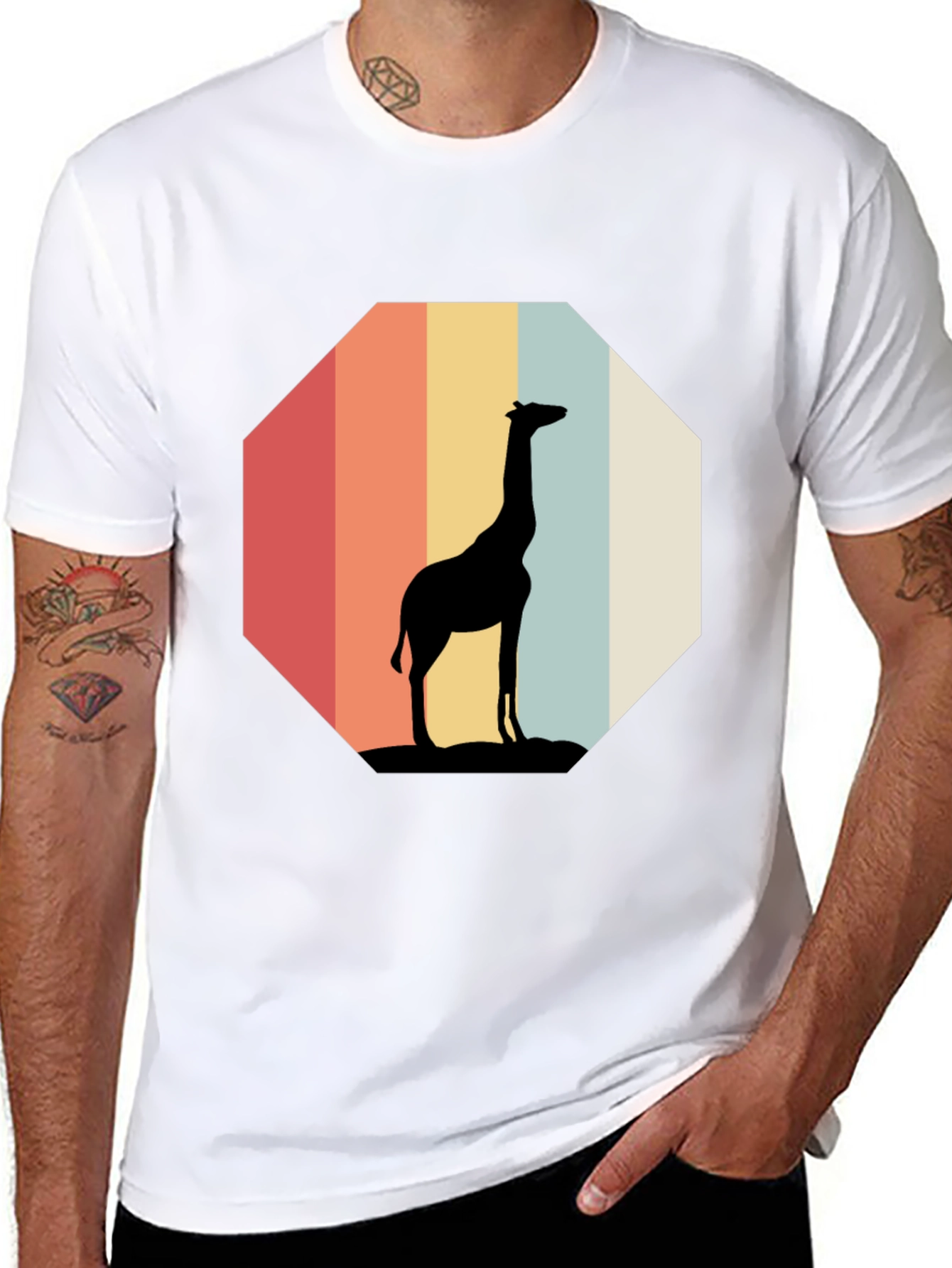 Giraffe Silhouette Retro T-Shirt