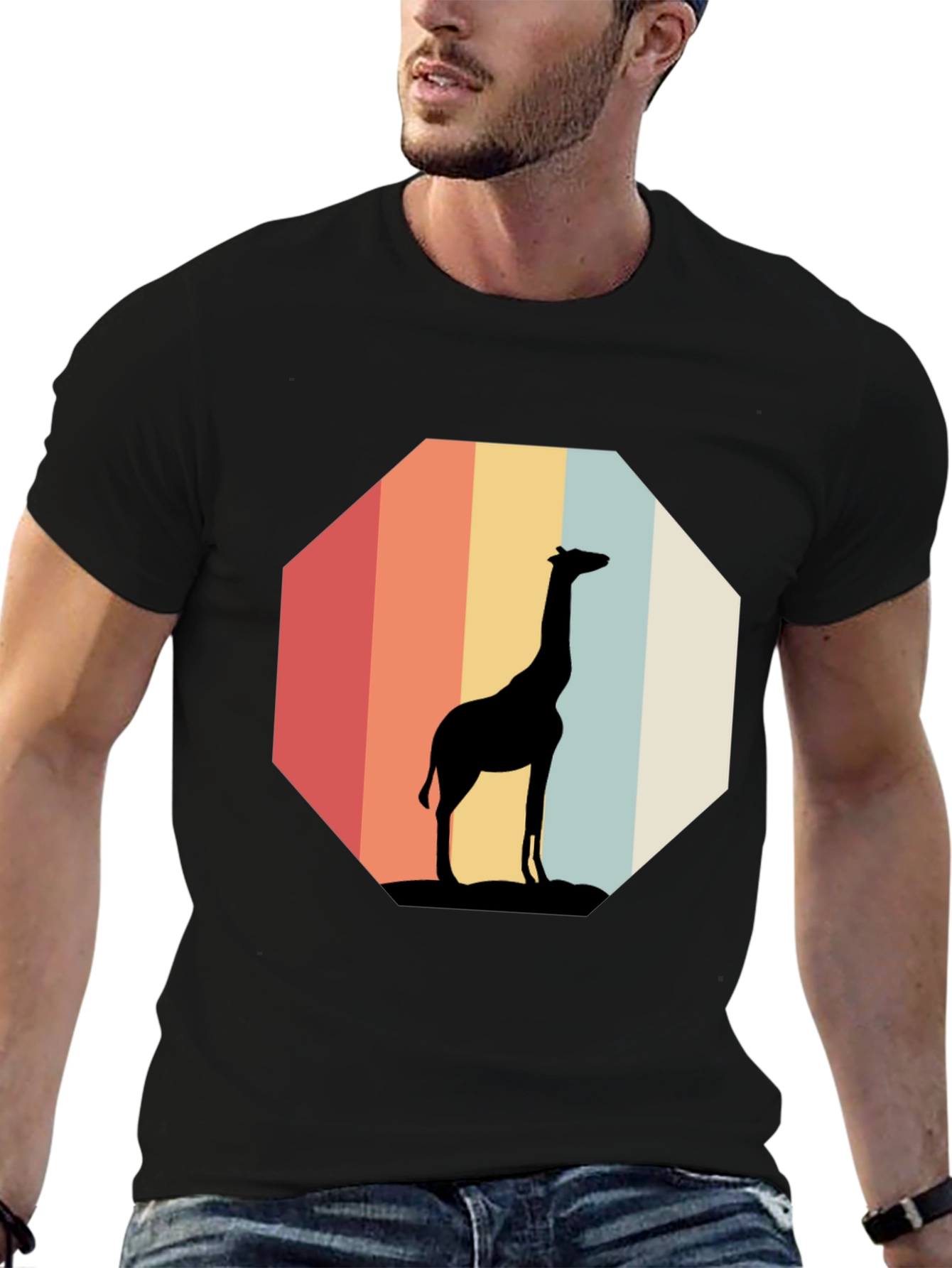 Giraffe Silhouette Retro T-Shirt