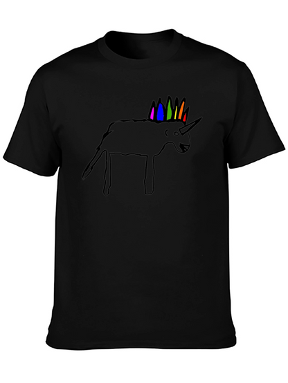 Unicorn Line Art Black T-Shirt