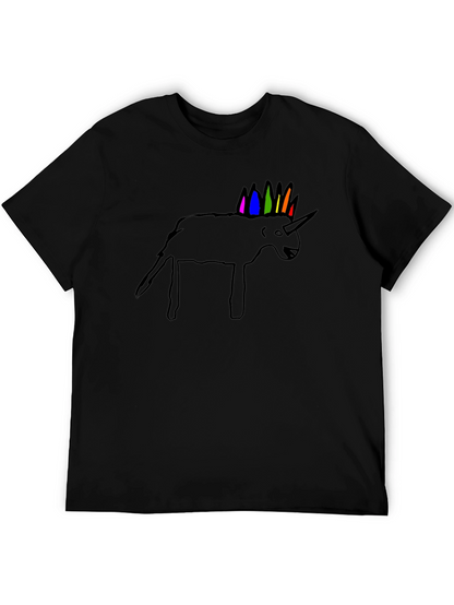 Unicorn Line Art Black T-Shirt