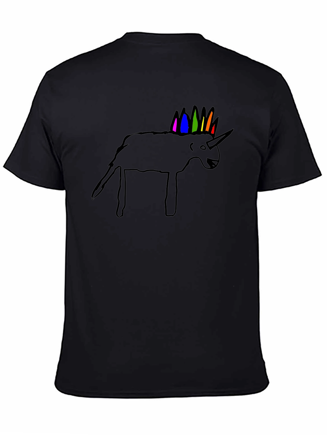 Unicorn Line Art Black T-Shirt