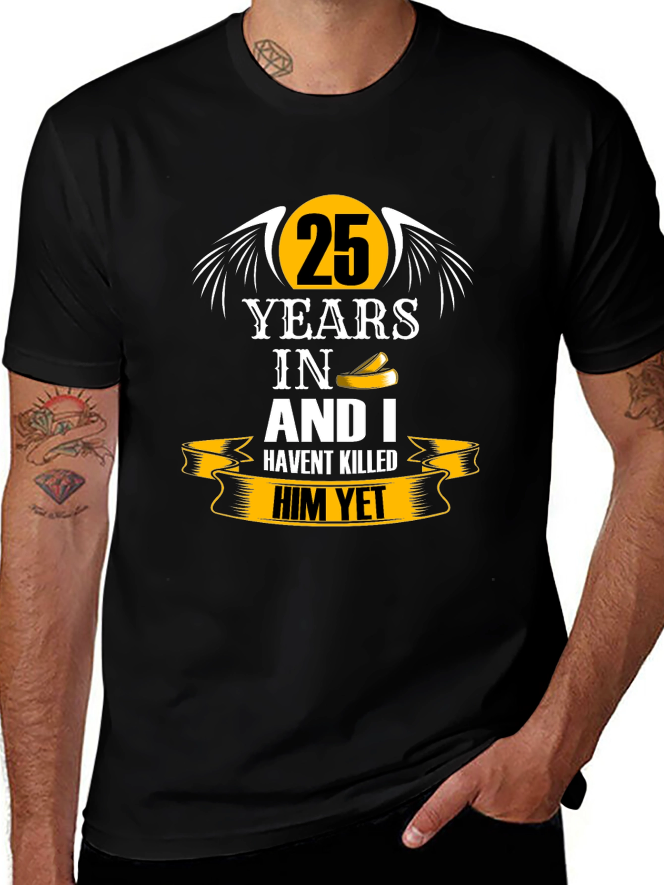 25 Years Anniversary Humor Black T-Shirt