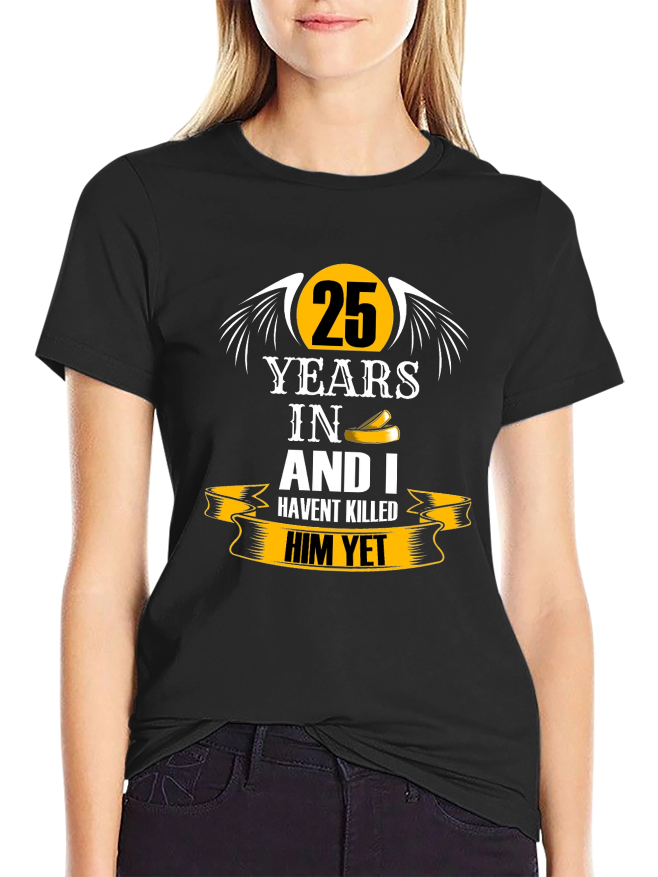 25 Years Anniversary Humor Black T-Shirt
