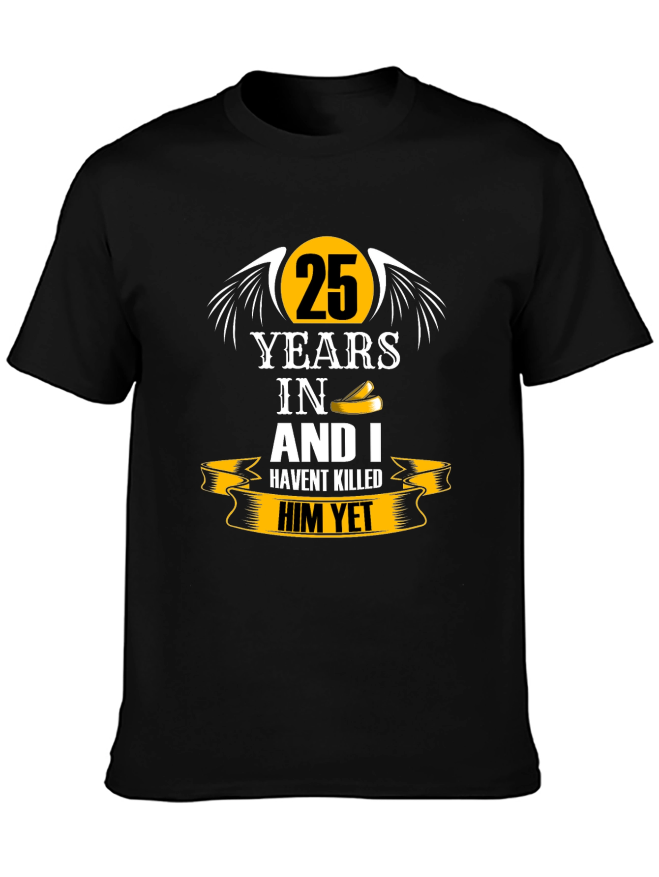 25 Years Anniversary Humor Black T-Shirt