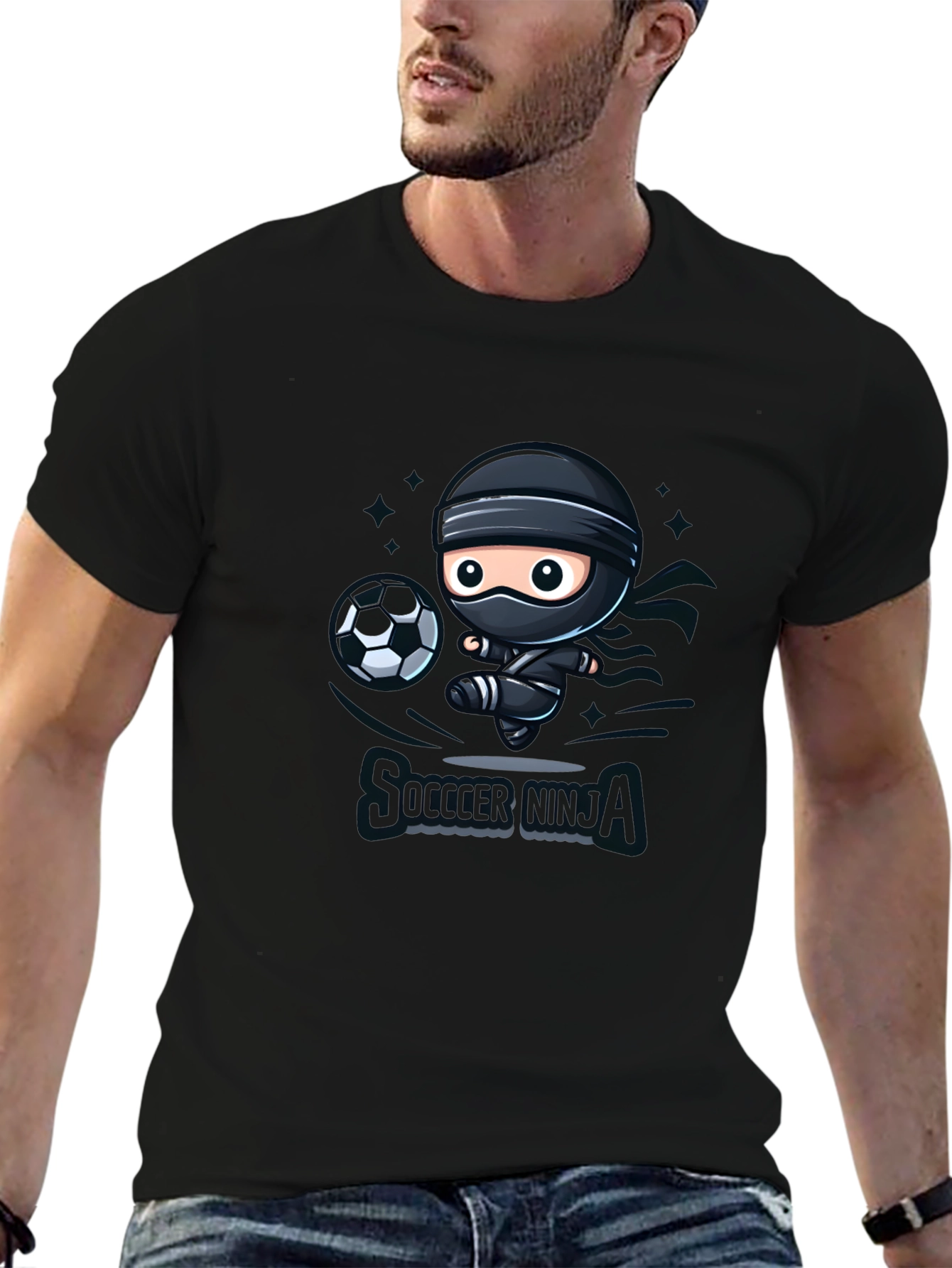 Soccer Ninja Black Graphic T-Shirt