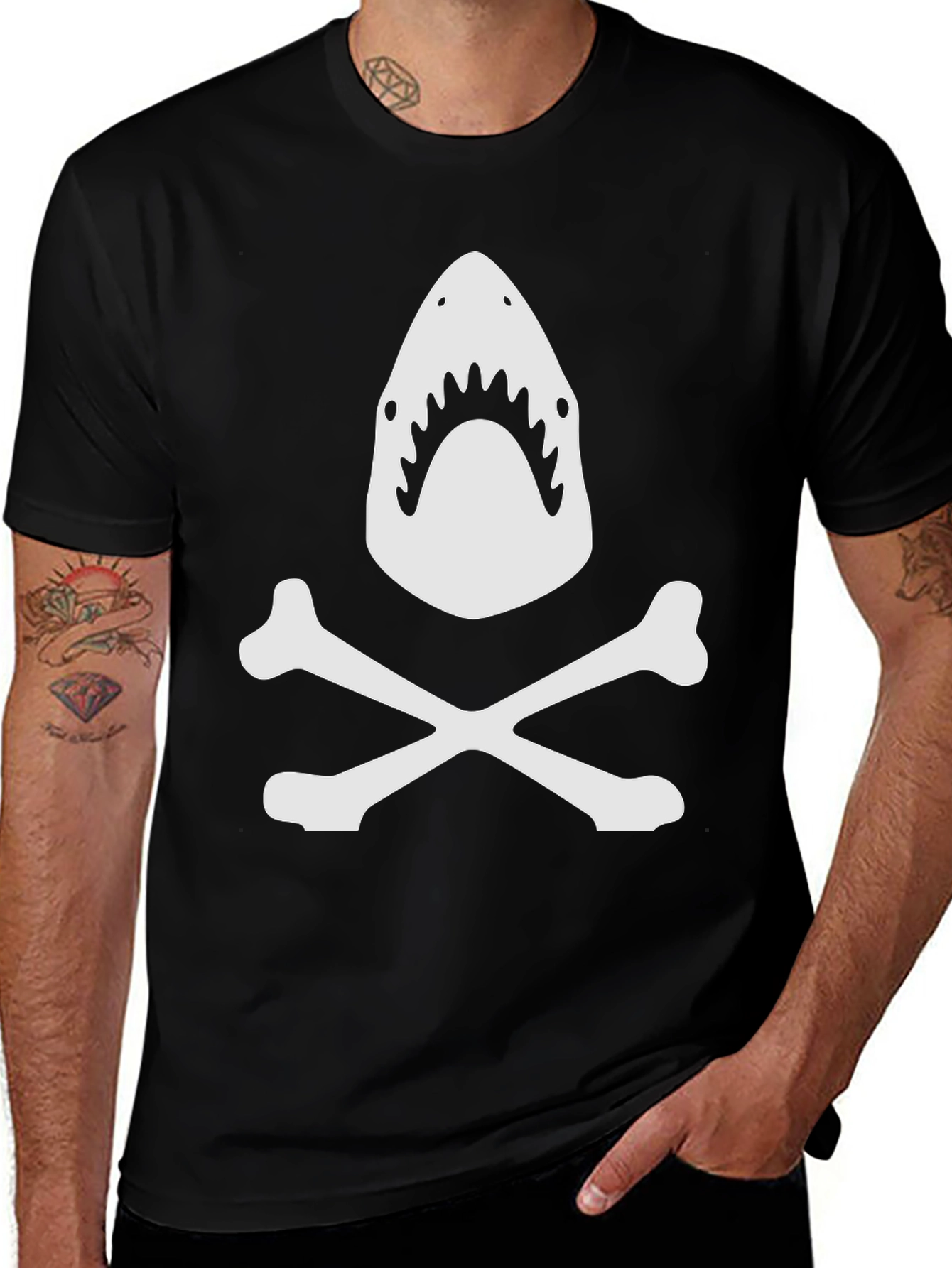 Shark & Crossbones Black Graphic Tee