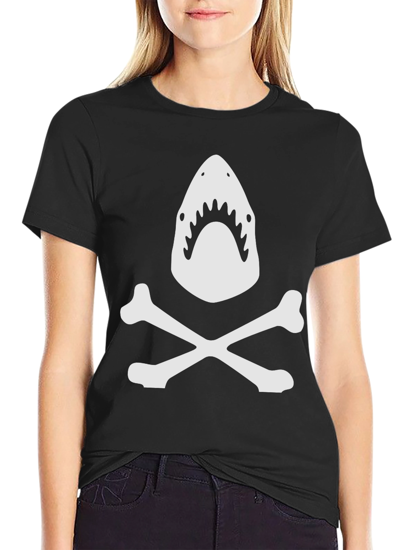 Shark & Crossbones Black Graphic Tee