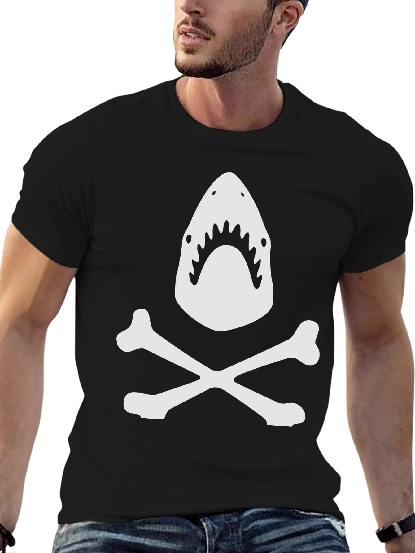 Shark & Crossbones Black Graphic Tee