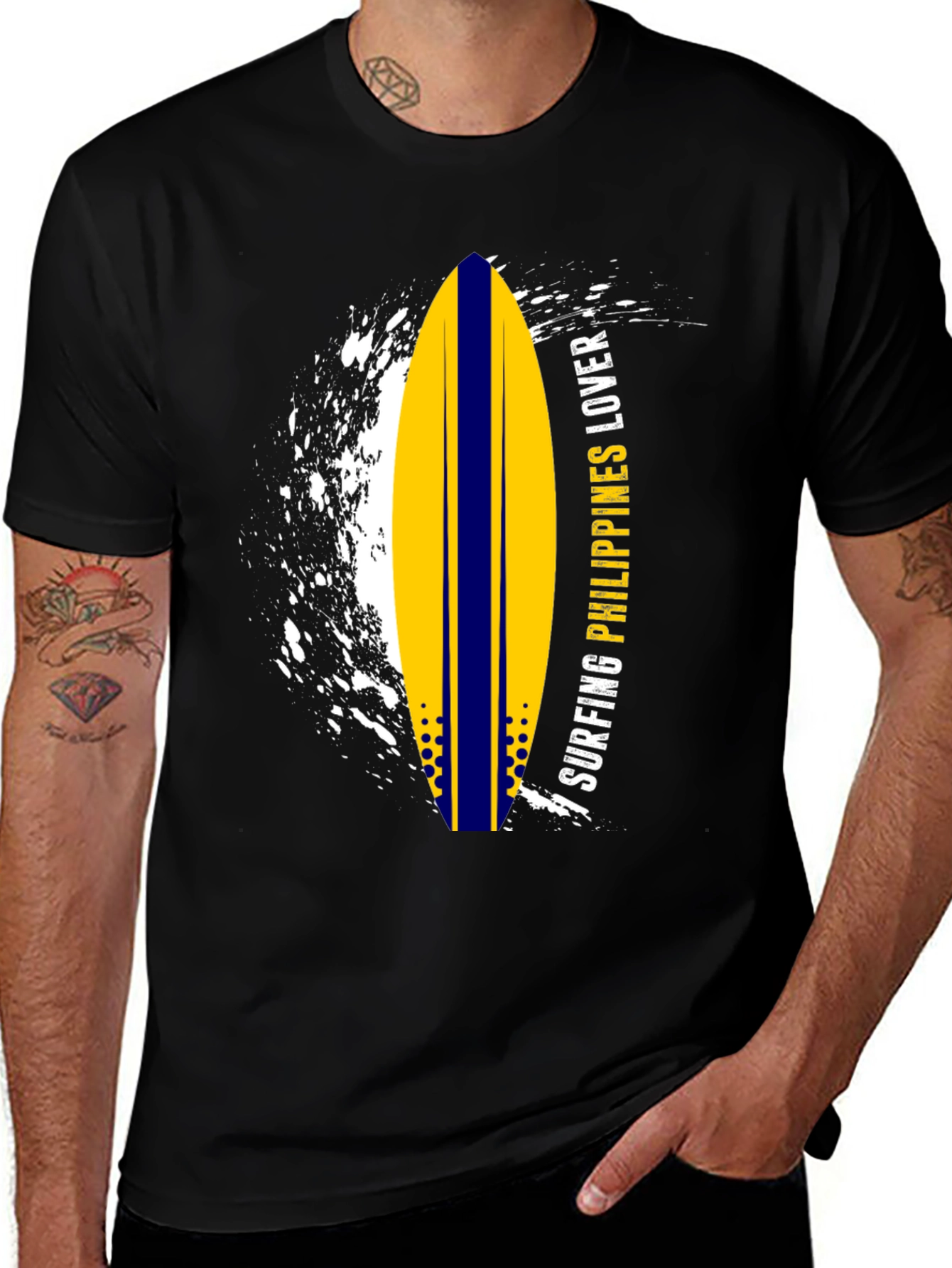 Surfing Philippines Lover Graphic Tee - Black