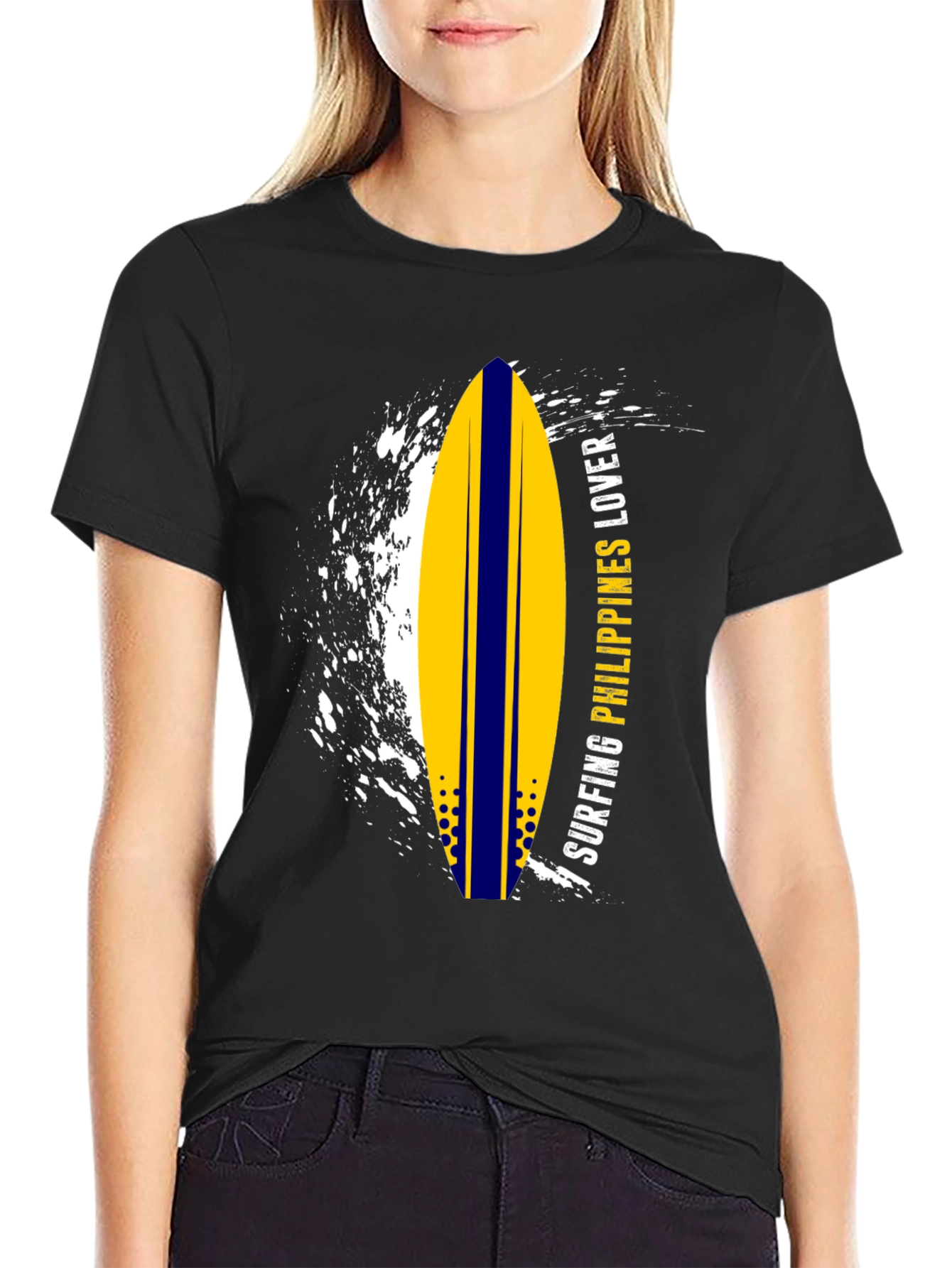 Surfing Philippines Lover Graphic Tee - Black
