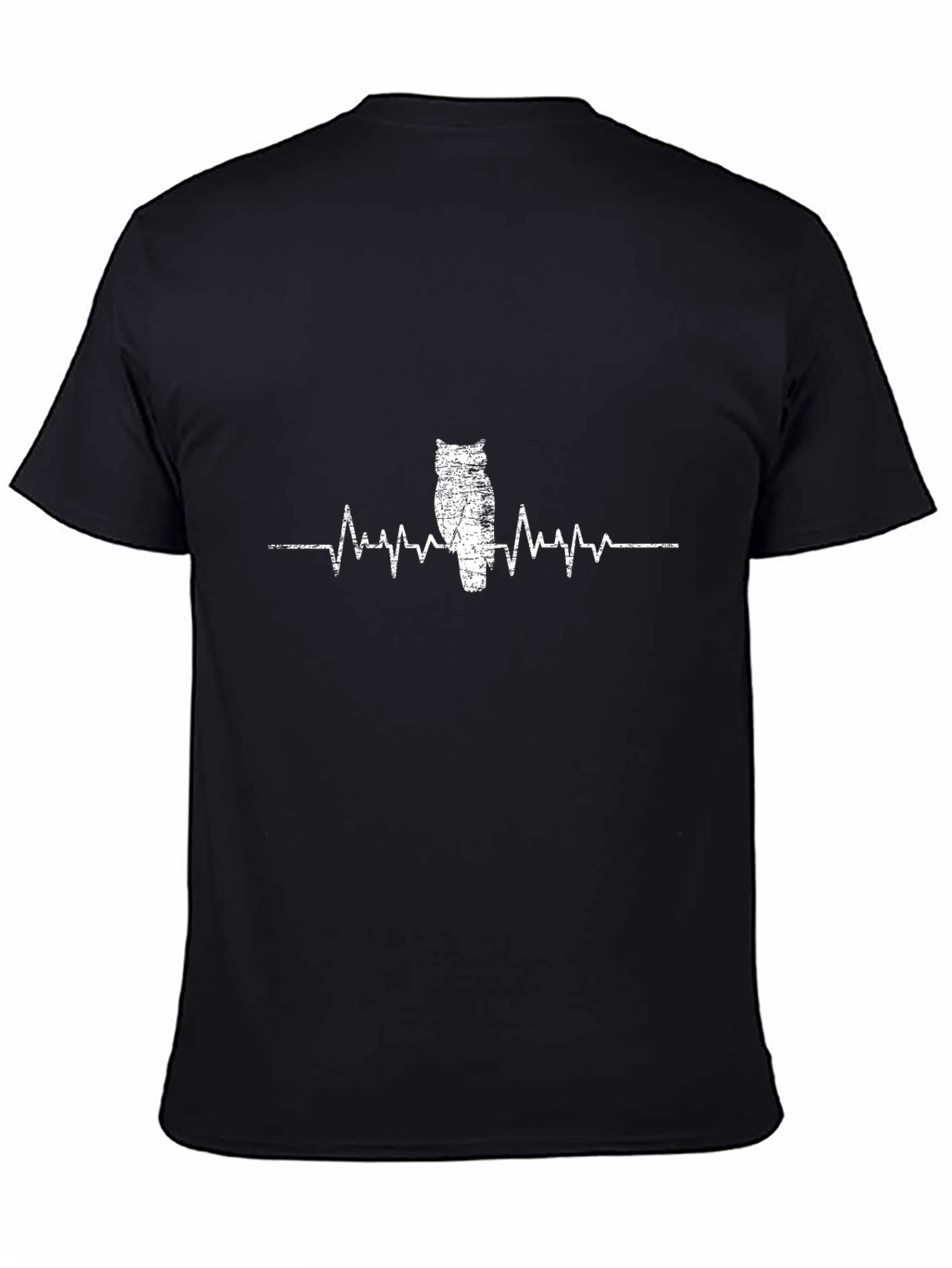 Owl Heartbeat T-Shirt - Black Cotton Tee