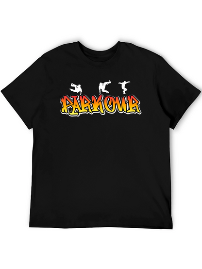 Parkour Graphic Print Black T-Shirt
