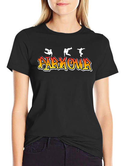 Parkour Graphic Print Black T-Shirt