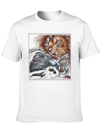 Lion vs Buffalo Graphic Tee - Black