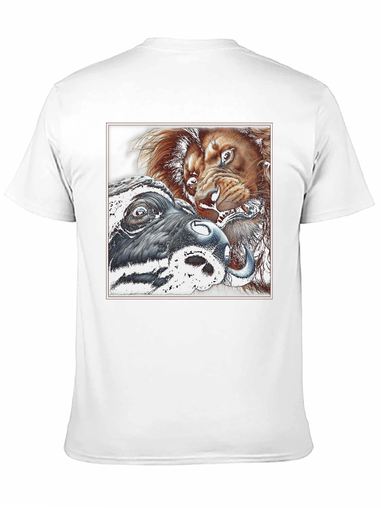 Lion vs Buffalo Graphic Tee - Black
