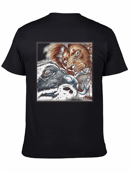 Lion vs Buffalo Graphic Tee - Black