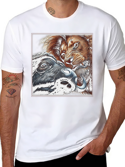 Lion vs Buffalo Graphic Tee - Black