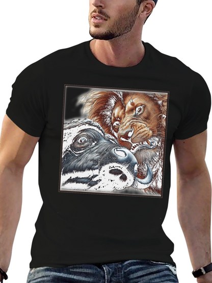 Lion vs Buffalo Graphic Tee - Black