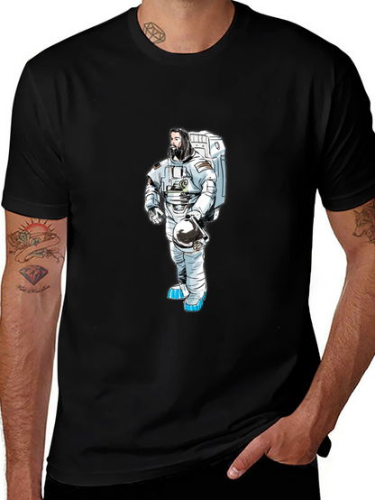 Astronaut Graphic T-Shirt - Black Cotton Tee