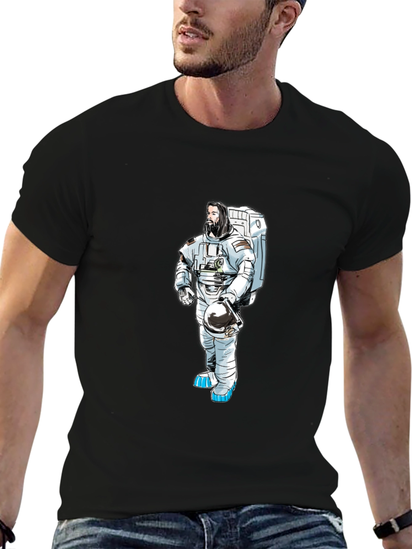 Astronaut Graphic T-Shirt - Black Cotton Tee
