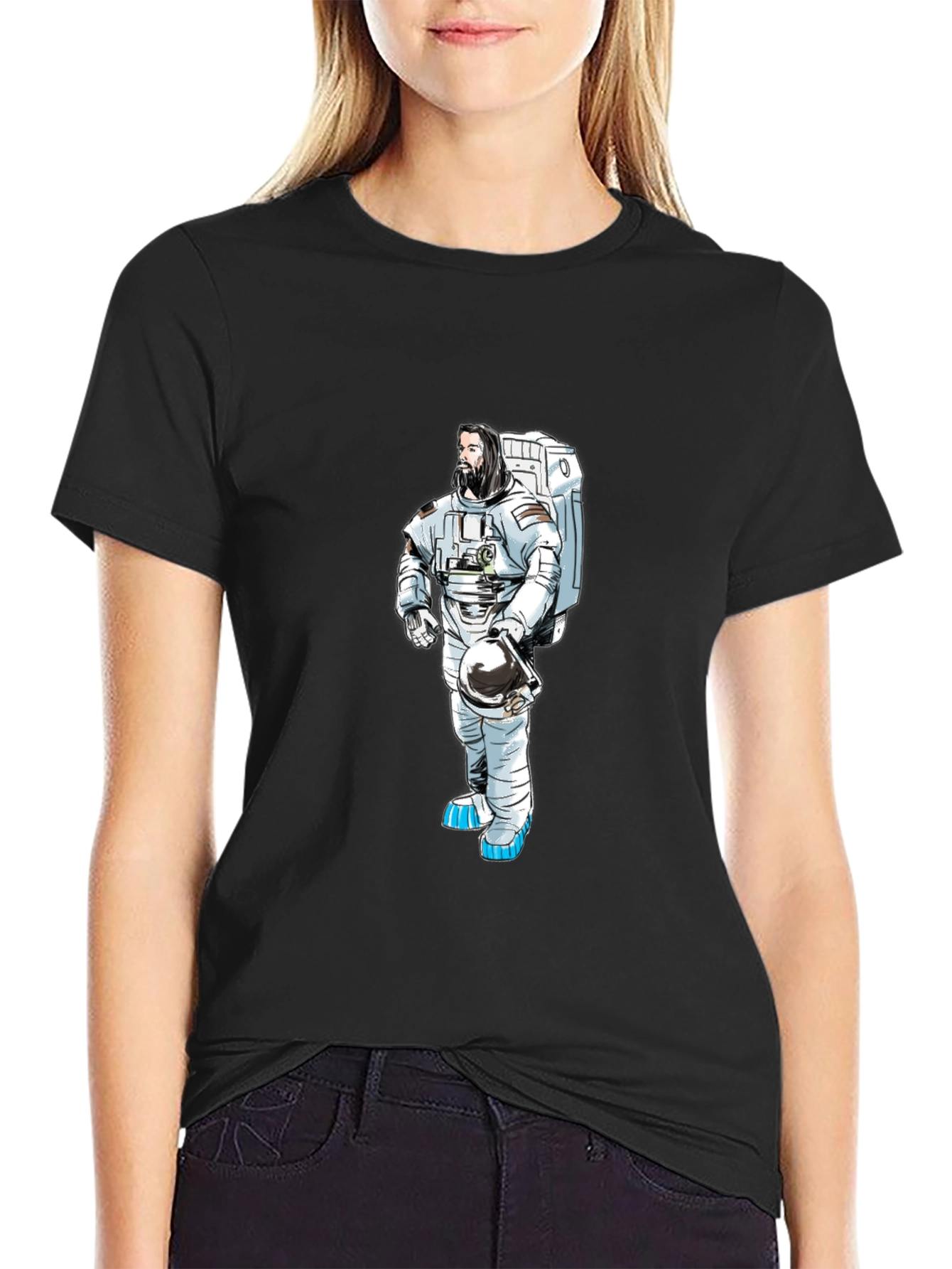 Astronaut Graphic T-Shirt - Black Cotton Tee