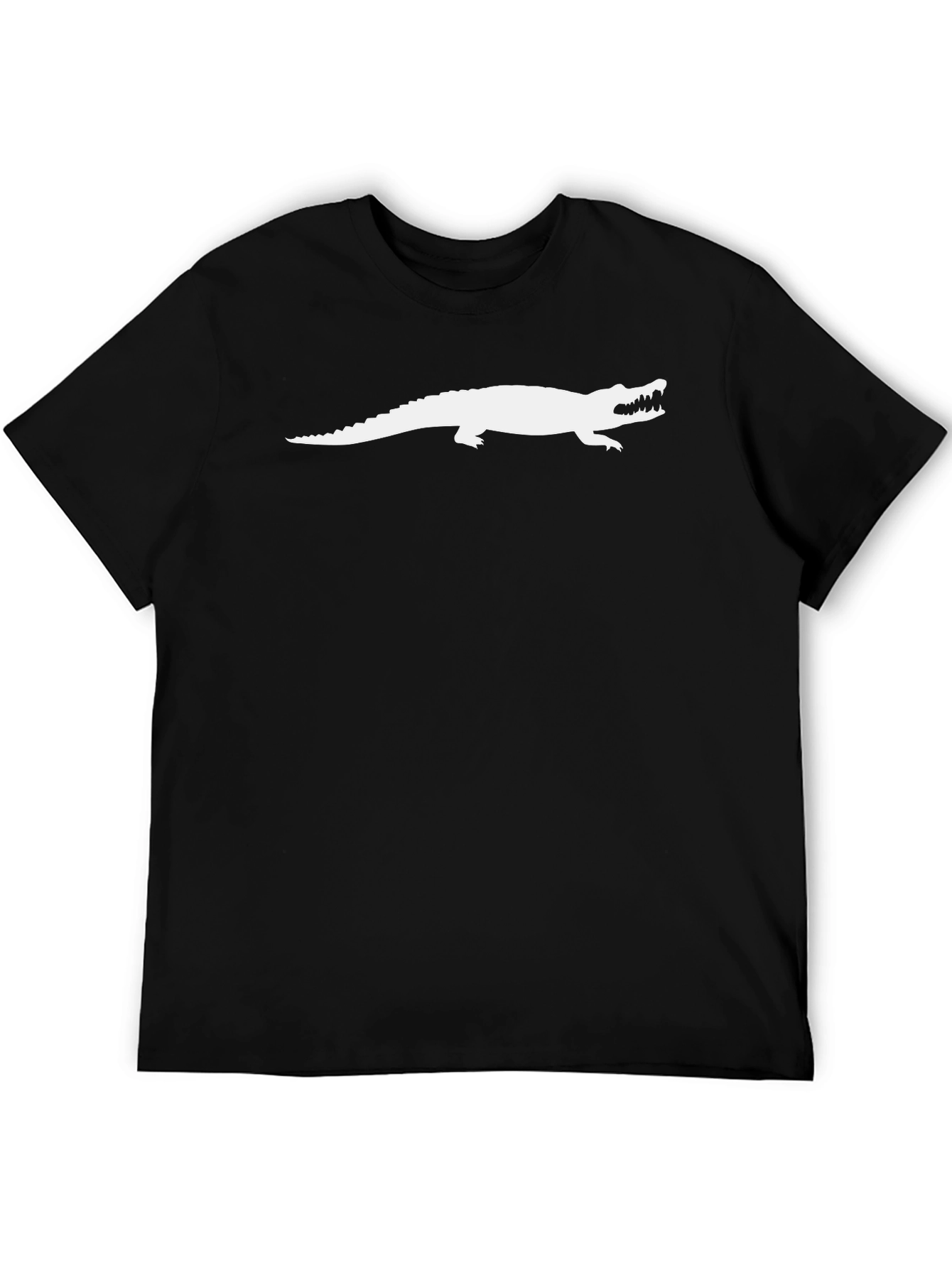 Mens Black T-Shirt with White Alligator Graphic