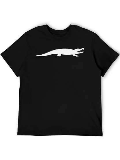 Mens Black T-Shirt with White Alligator Graphic