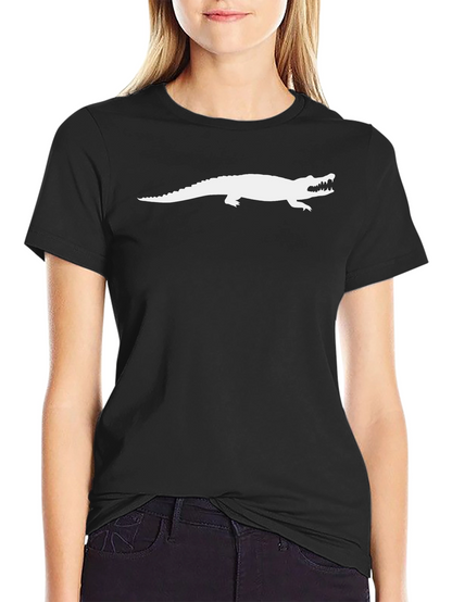 Mens Black T-Shirt with White Alligator Graphic
