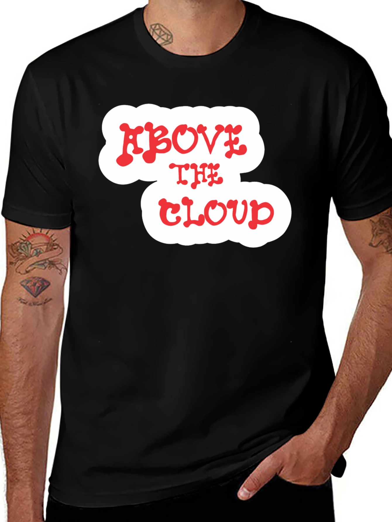 Above The Cloud Graphic Print Black T-Shirt