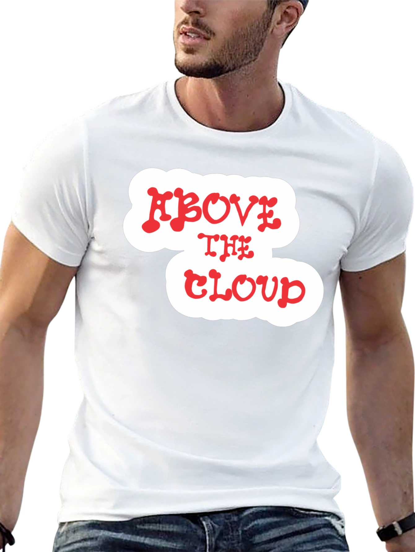 Above The Cloud Graphic Print Black T-Shirt