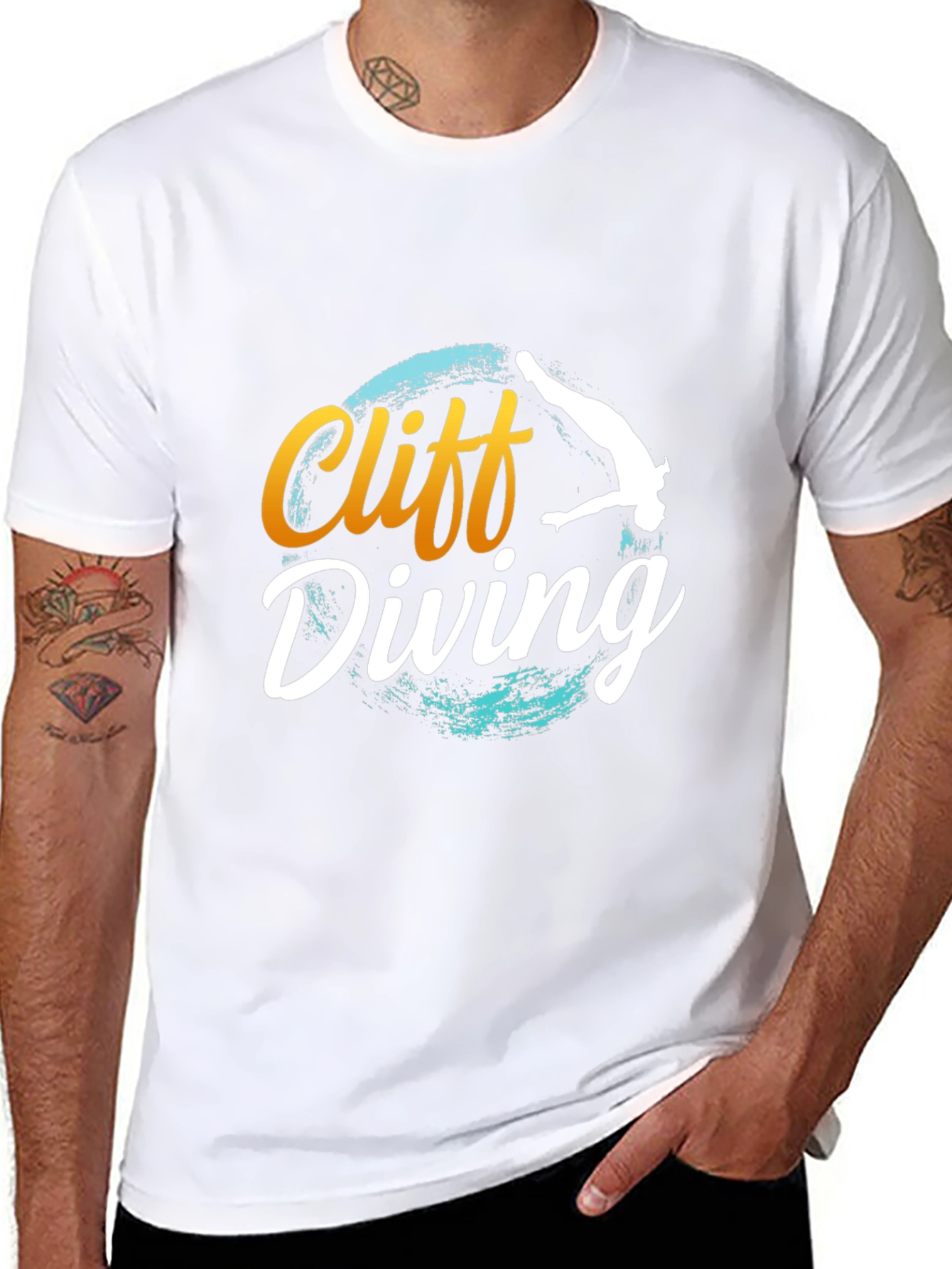 Cliff Diving T-Shirt - Black Graphic Tee