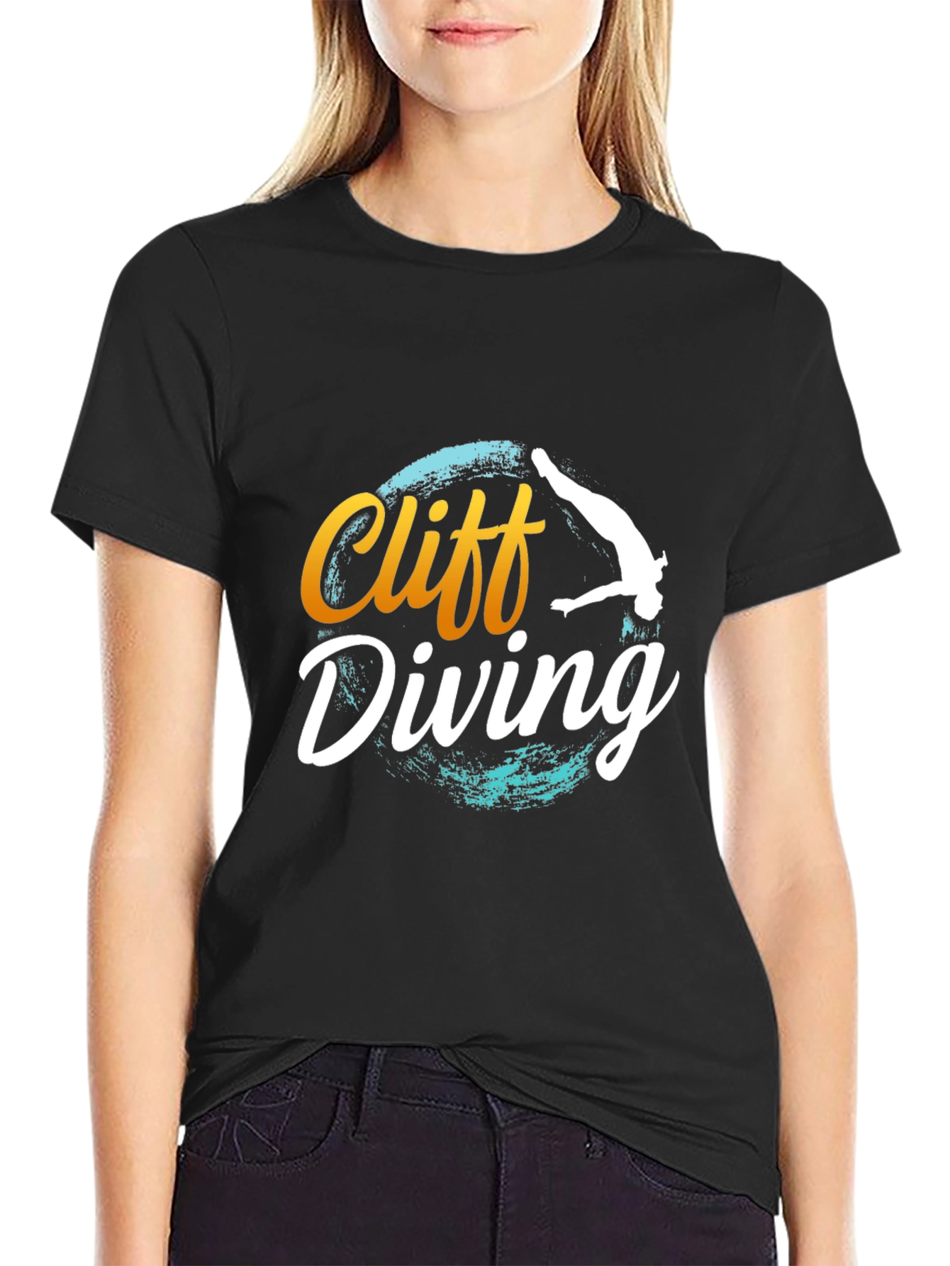 Cliff Diving T-Shirt - Black Graphic Tee