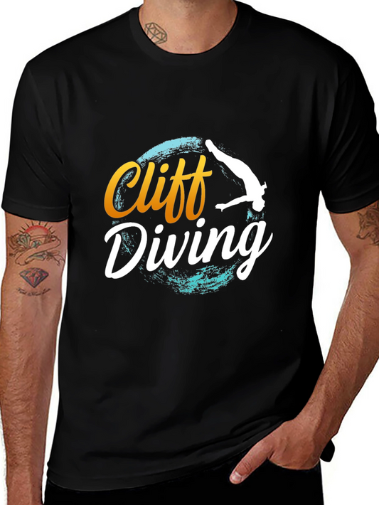Cliff Diving T-Shirt - Black Graphic Tee