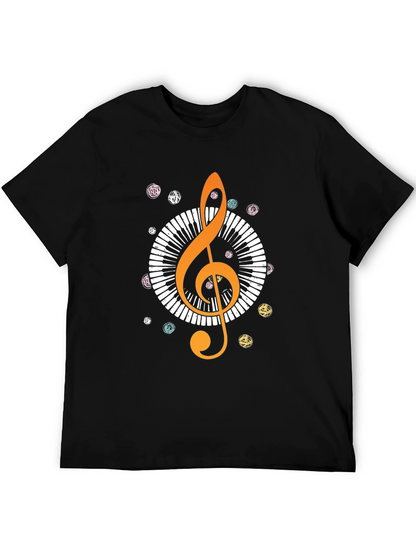 Music Lovers T-Shirt: Treble Clef & Piano Design