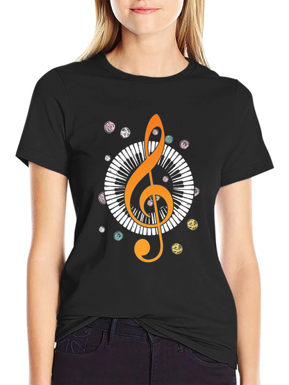 Music Lovers T-Shirt: Treble Clef & Piano Design