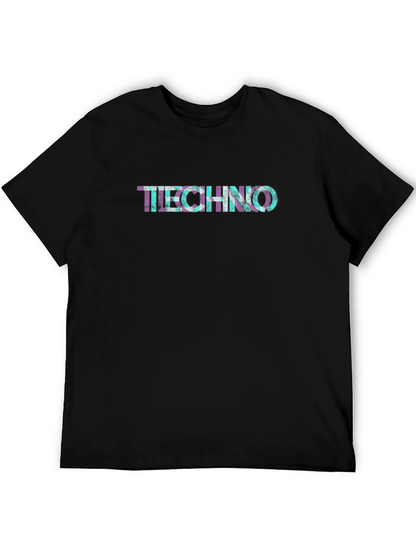 Techno Graphic Print Crew Neck T-Shirt