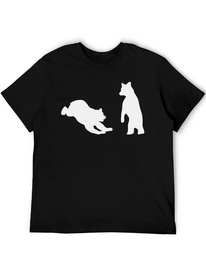 Playful Bear Graphic Tee - Black Cotton Comfort