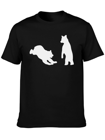 Playful Bear Graphic Tee - Black Cotton Comfort
