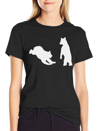 Playful Bear Graphic Tee - Black Cotton Comfort