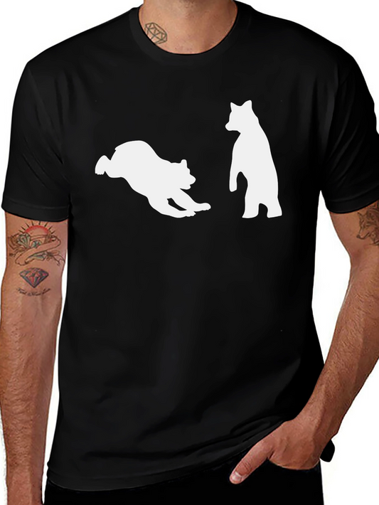 Playful Bear Graphic Tee - Black Cotton Comfort