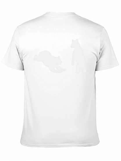 Playful Bear Graphic Tee - Black Cotton Comfort