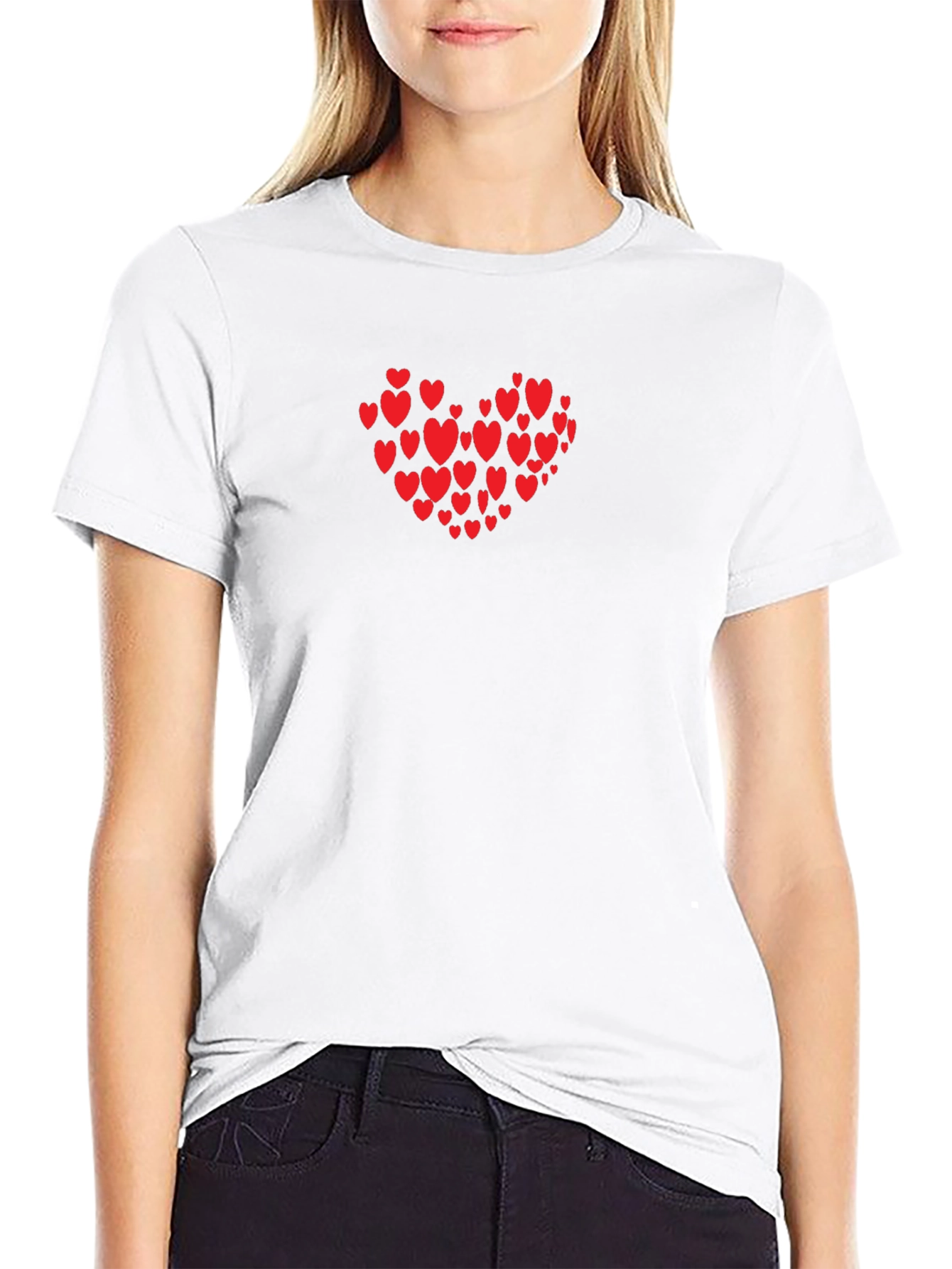 Heart Print Black T-Shirt