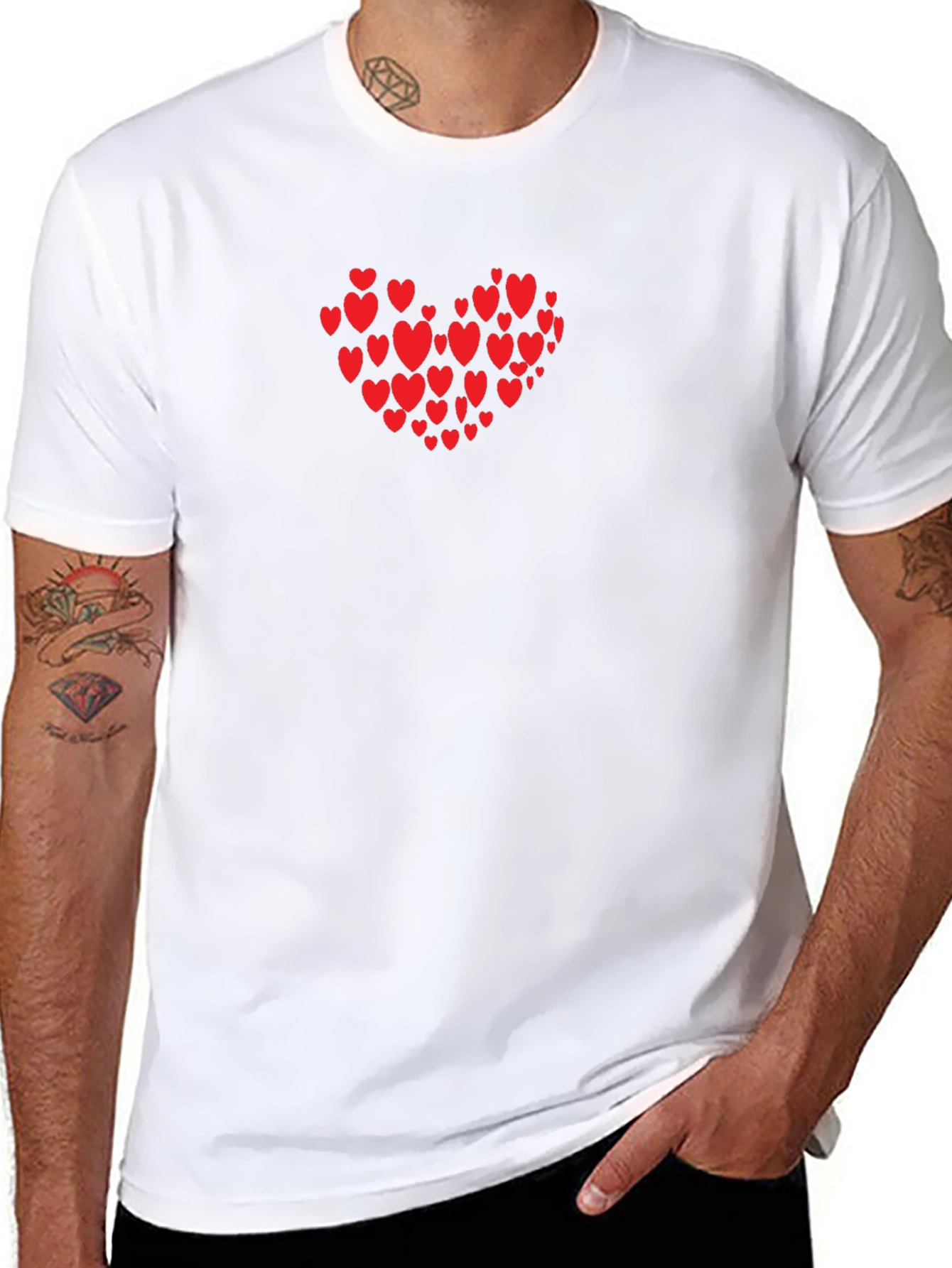 Heart Print Black T-Shirt