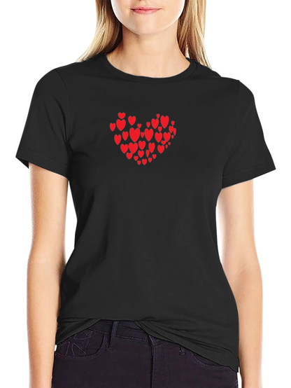 Heart Print Black T-Shirt