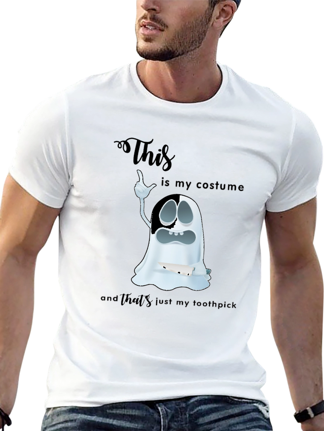 Humorous Ghost Costume Graphic T-Shirt