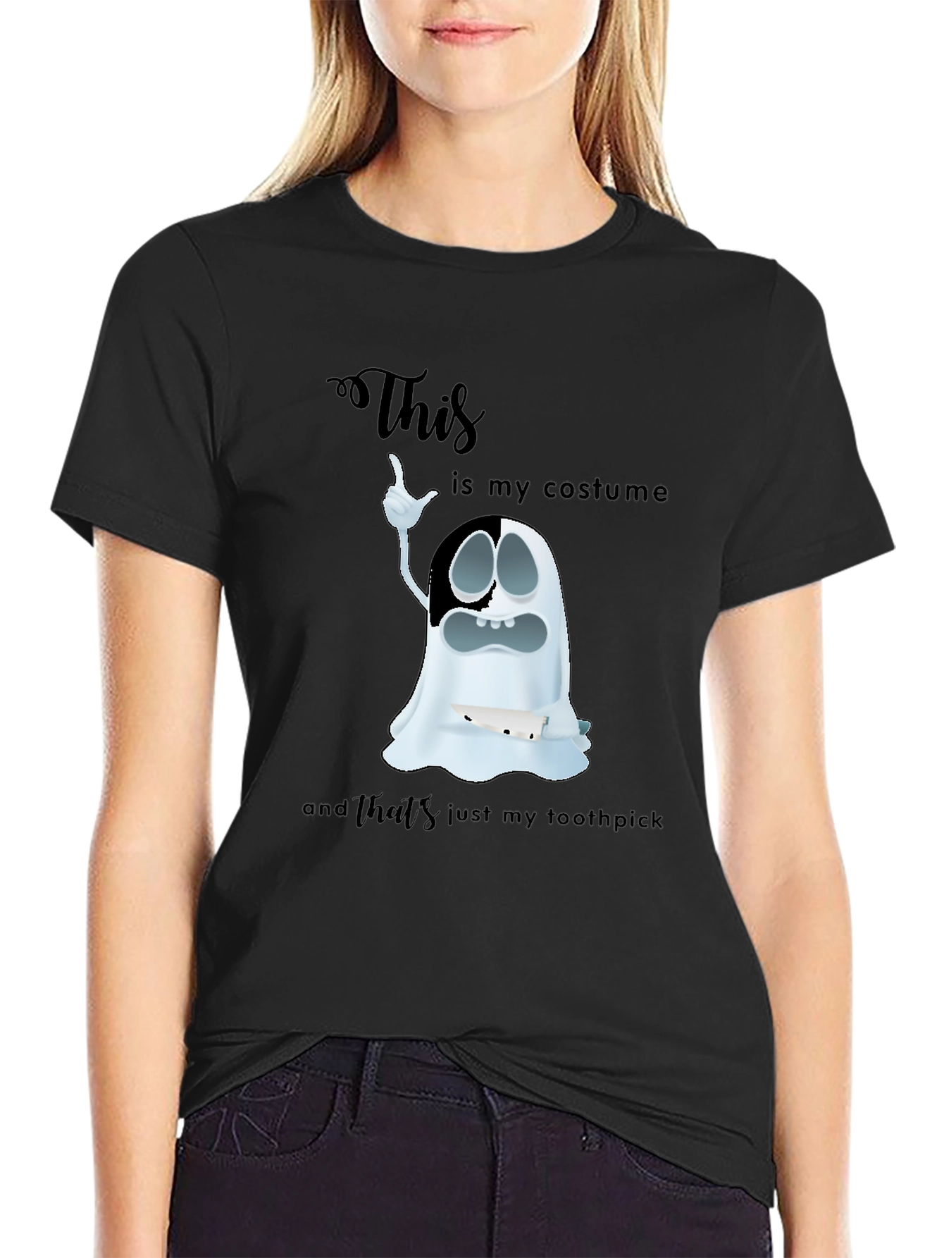 Humorous Ghost Costume Graphic T-Shirt