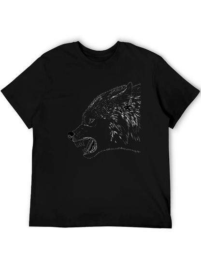 Mens Graphic Tee - Black Wolf Design