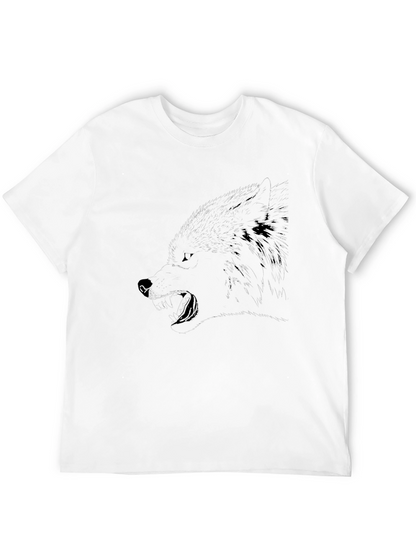 Mens Graphic Tee - Black Wolf Design