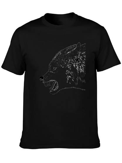 Mens Graphic Tee - Black Wolf Design